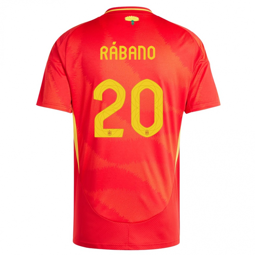 Kids Football Spain Nuria Rabano #20 Red Home Jersey 24-26 T-Shirt Uk