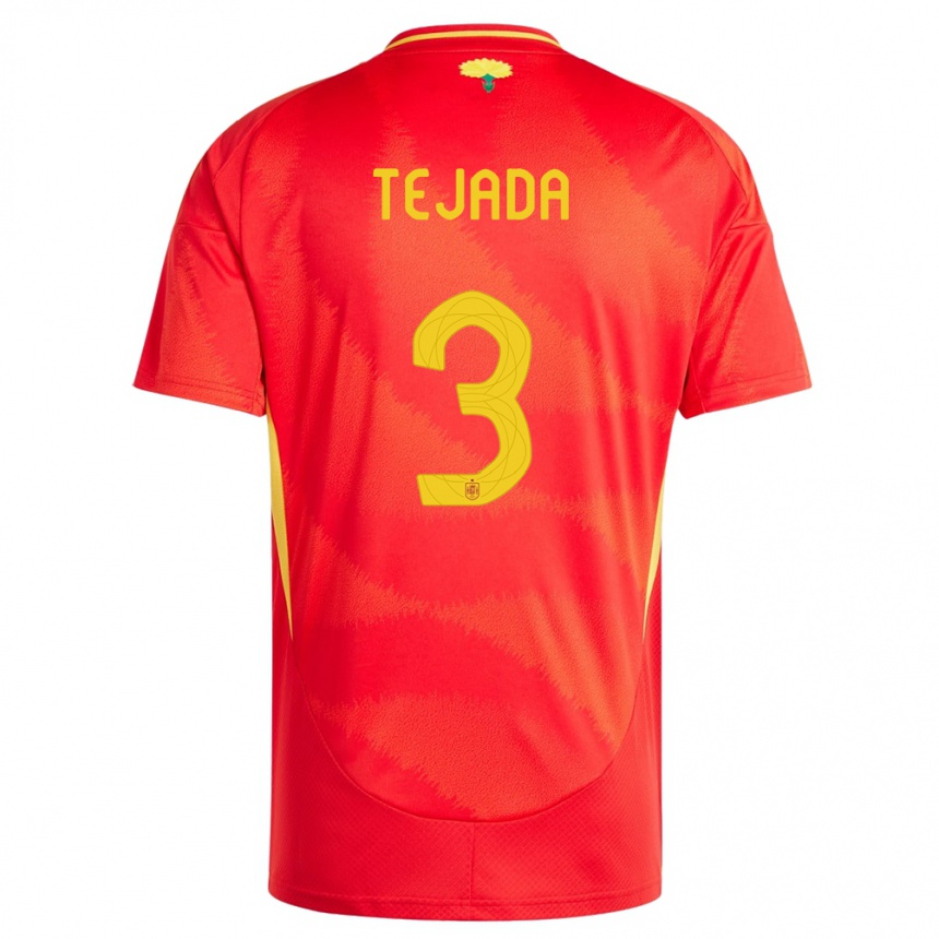 Kids Football Spain Ana Tejada #3 Red Home Jersey 24-26 T-Shirt Uk