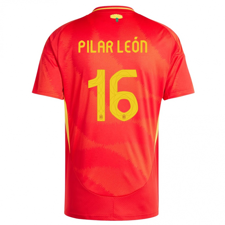 Kids Football Spain Maria Pilar Leon #16 Red Home Jersey 24-26 T-Shirt Uk