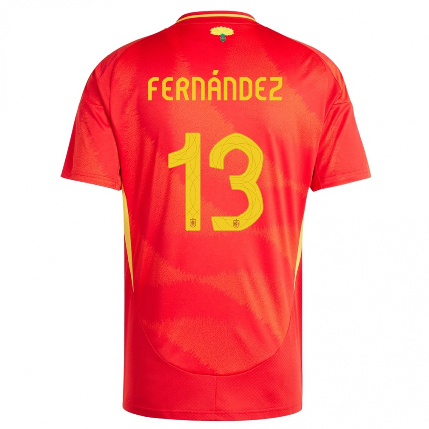 Kids Football Spain Cesar Fernandez #13 Red Home Jersey 24-26 T-Shirt Uk