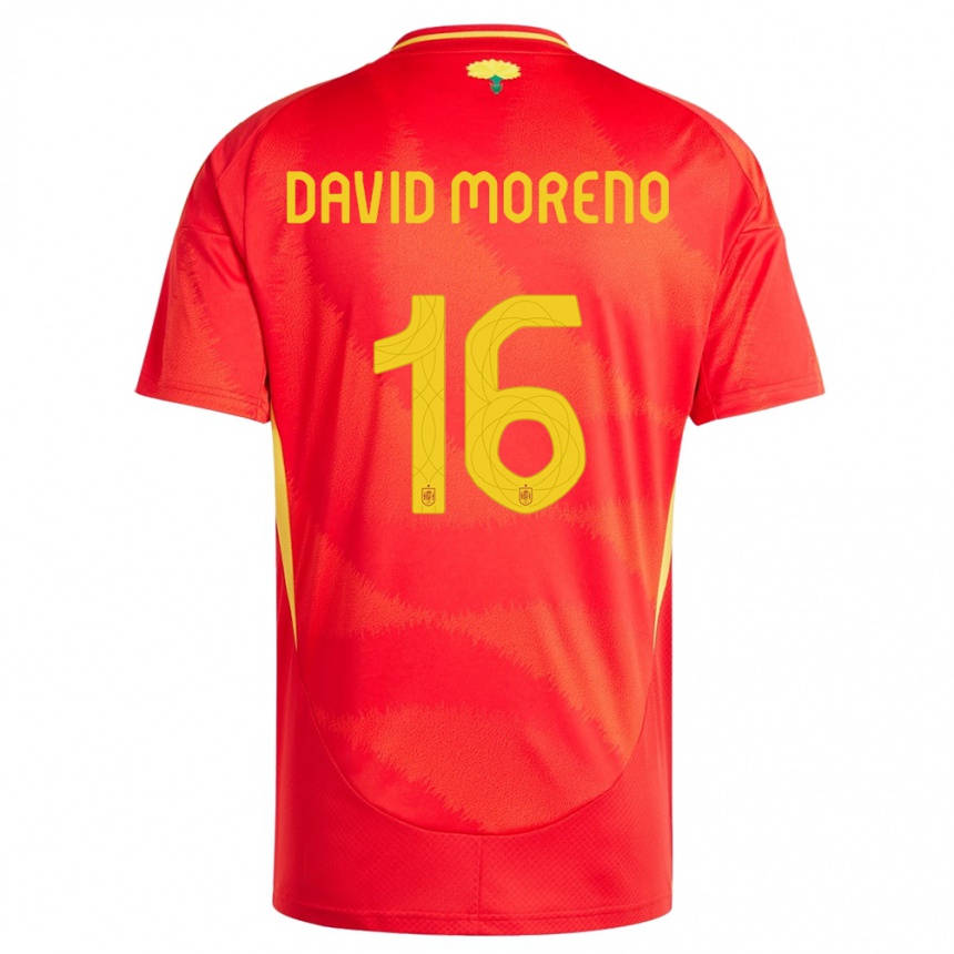 Kids Football Spain Antonio David Moreno #16 Red Home Jersey 24-26 T-Shirt Uk