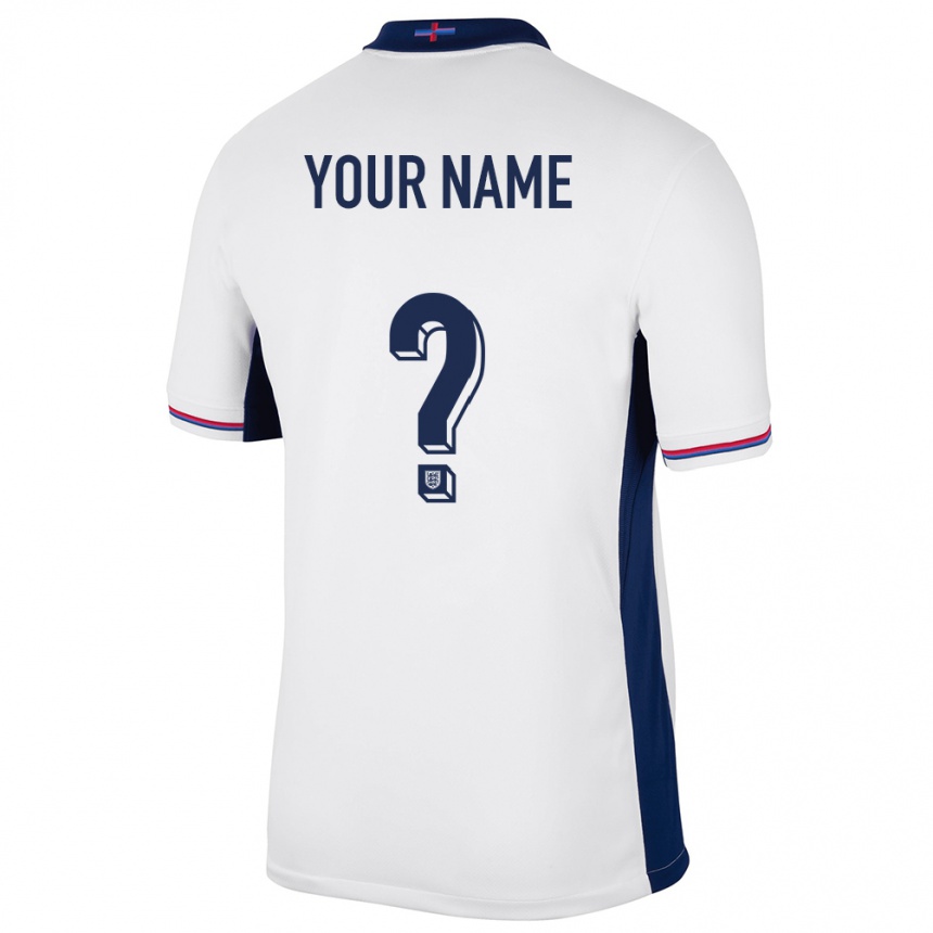 Kids Football England Your Name #0 White Home Jersey 24-26 T-Shirt Uk