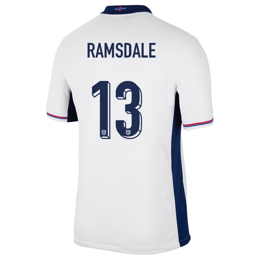 Kids Football England Aaron Ramsdale #13 White Home Jersey 24-26 T-Shirt Uk