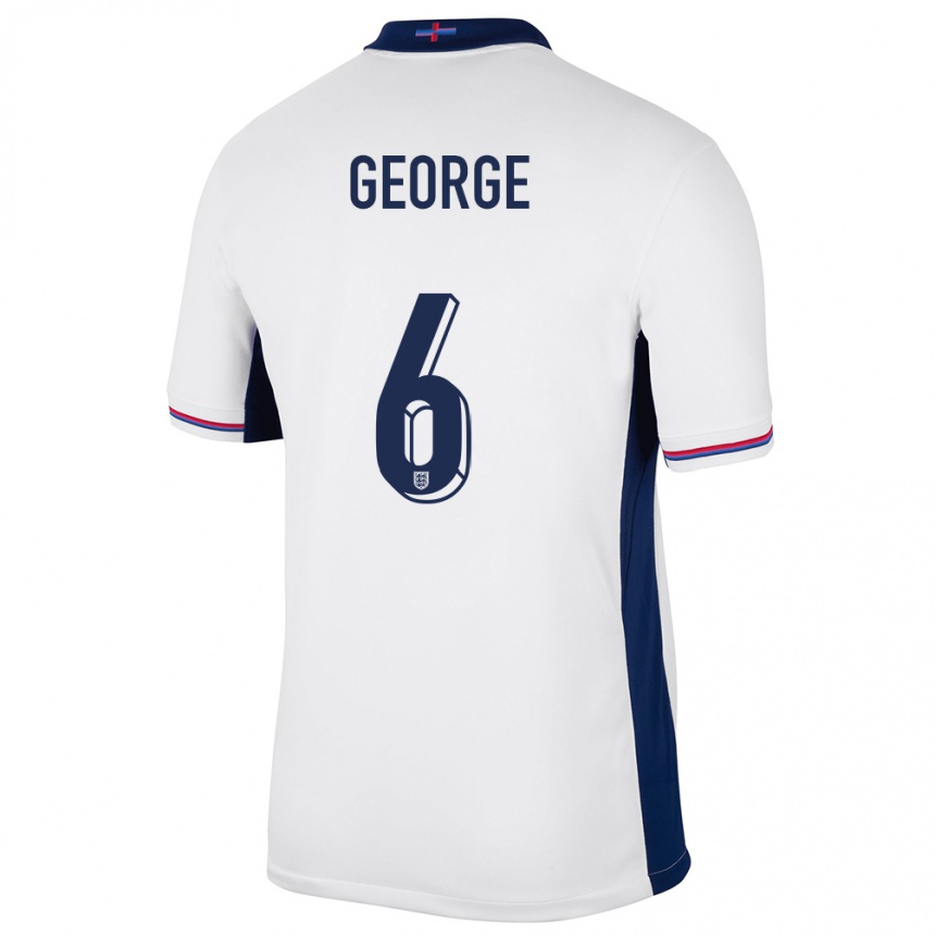 Kids Football England Gabby George #6 White Home Jersey 24-26 T-Shirt Uk