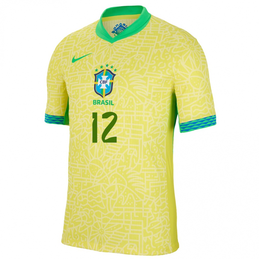 Kids Football Brazil Weverton #12 Yellow Home Jersey 24-26 T-Shirt Uk