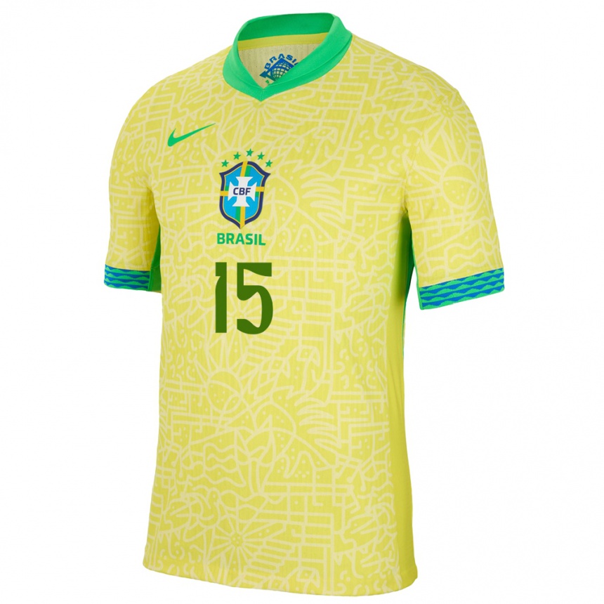 Kids Football Brazil Fabinho #15 Yellow Home Jersey 24-26 T-Shirt Uk