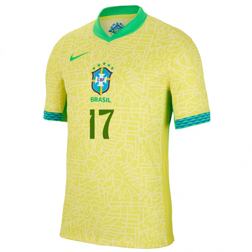 Kids Football Brazil Ary Borges #17 Yellow Home Jersey 24-26 T-Shirt Uk