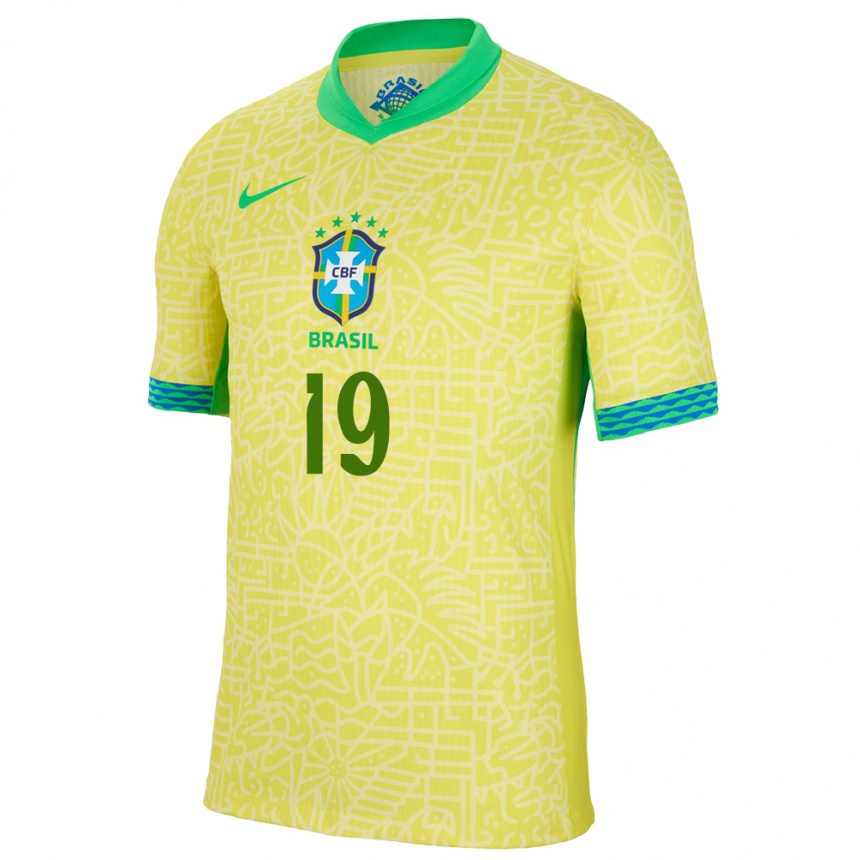 Kids Football Brazil Ludmila #19 Yellow Home Jersey 24-26 T-Shirt Uk