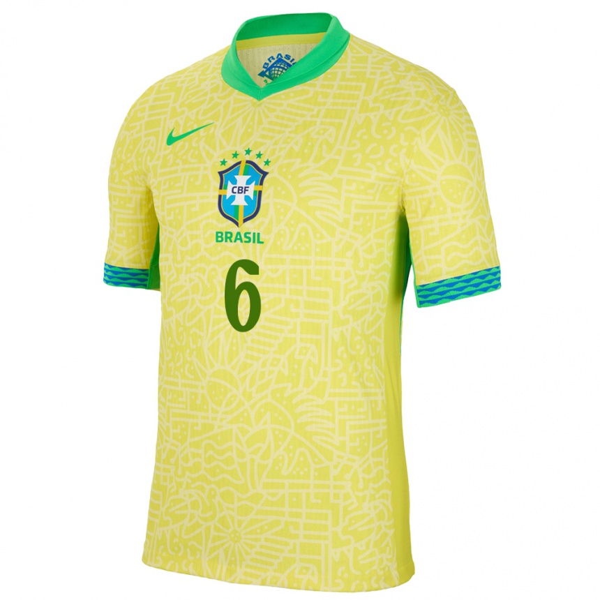 Kids Football Brazil Alex Telles #6 Yellow Home Jersey 24-26 T-Shirt Uk