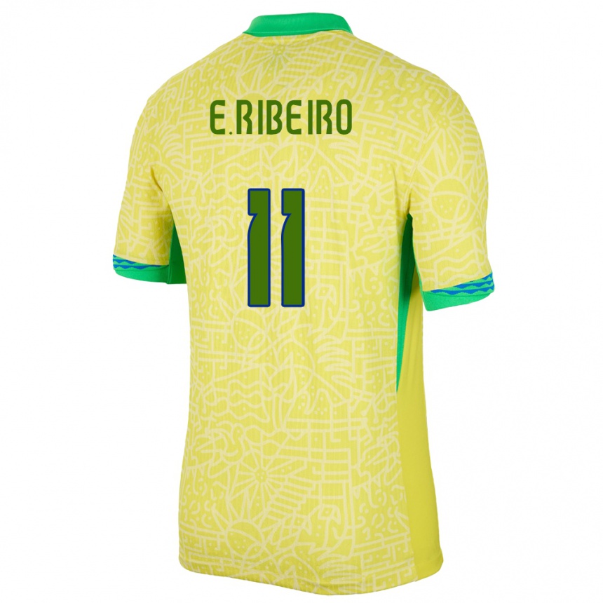 Kids Football Brazil Everton Ribeiro #11 Yellow Home Jersey 24-26 T-Shirt Uk