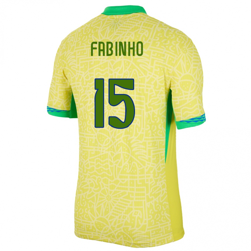 Kids Football Brazil Fabinho #15 Yellow Home Jersey 24-26 T-Shirt Uk