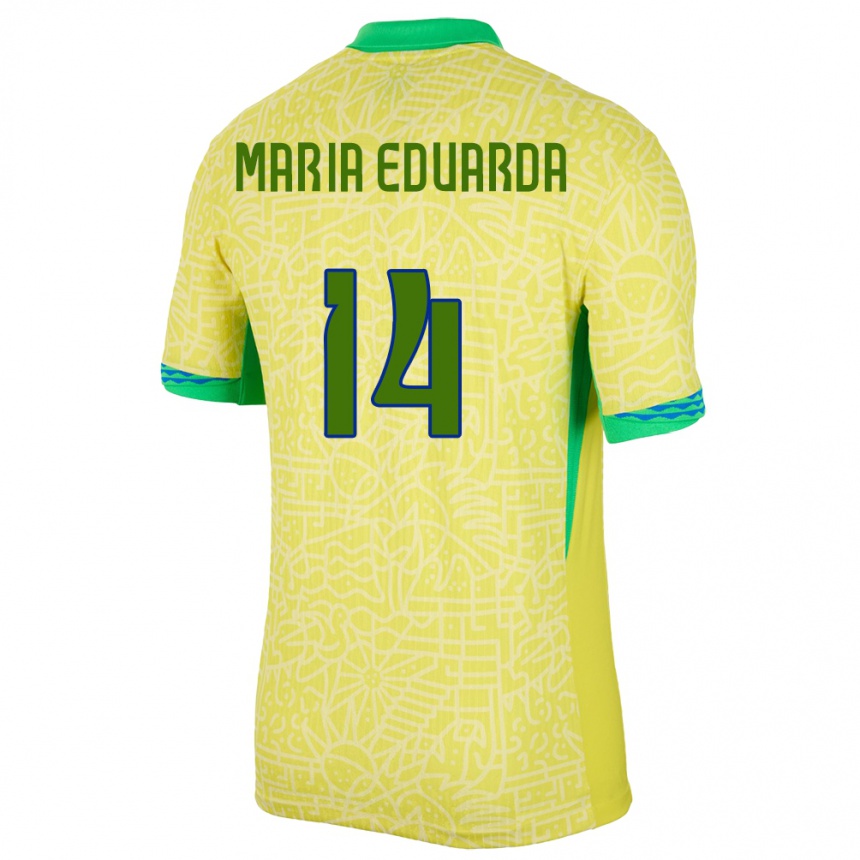 Kids Football Brazil Maria Eduarda #14 Yellow Home Jersey 24-26 T-Shirt Uk