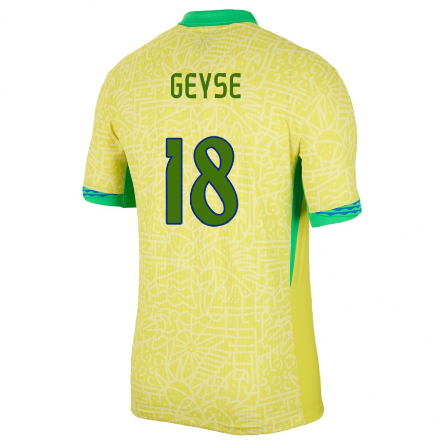 Kids Football Brazil Geyse #18 Yellow Home Jersey 24-26 T-Shirt Uk