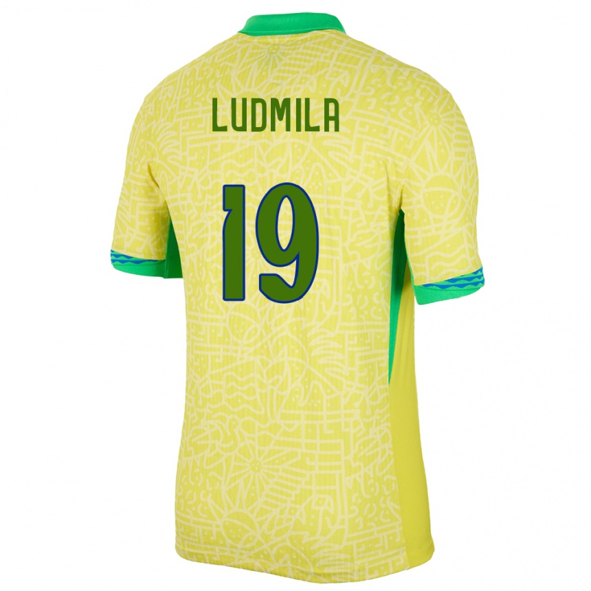 Kids Football Brazil Ludmila #19 Yellow Home Jersey 24-26 T-Shirt Uk