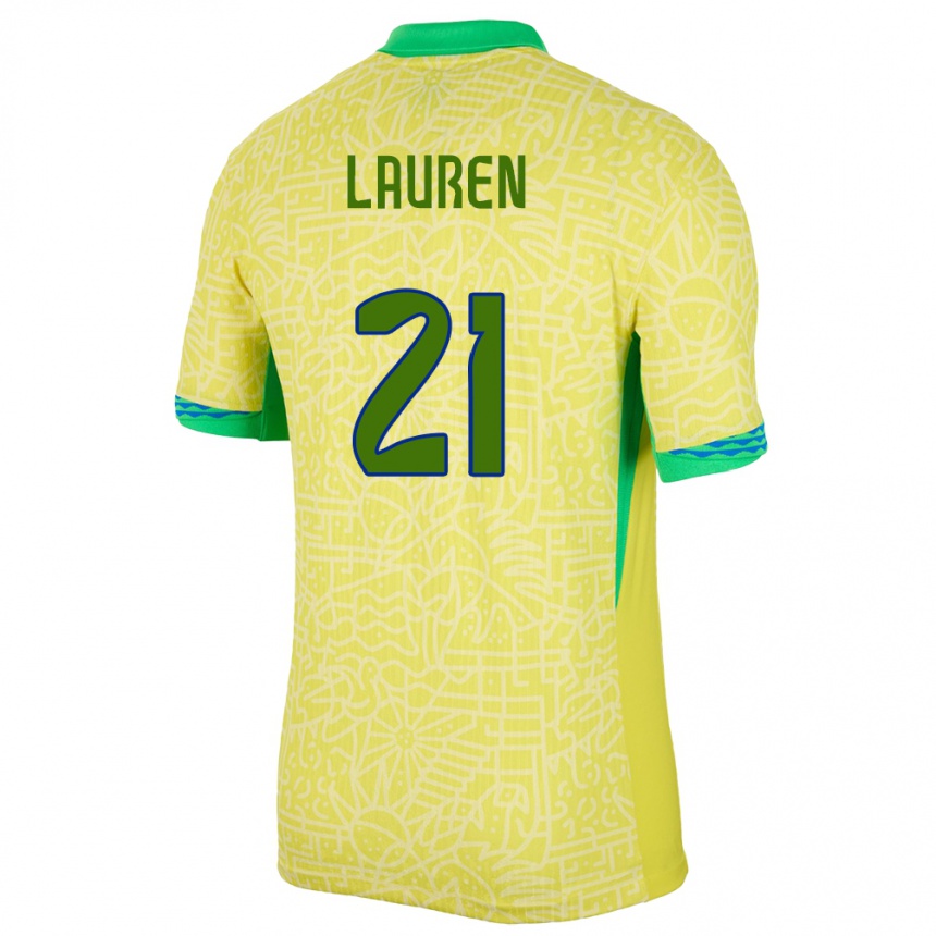 Kids Football Brazil Lauren Costa #21 Yellow Home Jersey 24-26 T-Shirt Uk