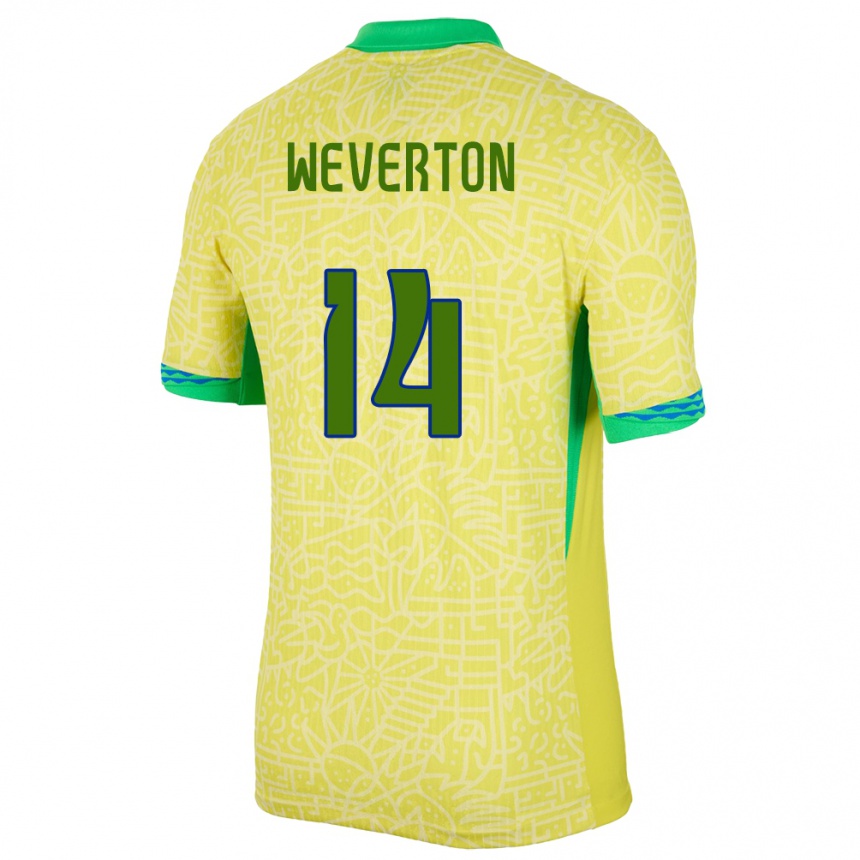 Kids Football Brazil Weverton #14 Yellow Home Jersey 24-26 T-Shirt Uk