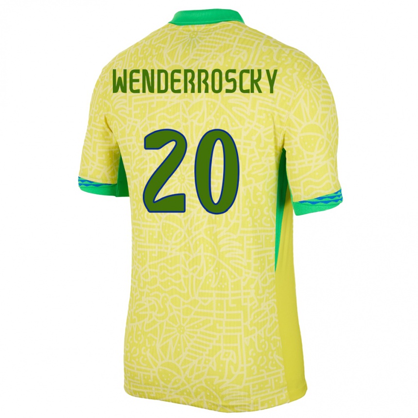 Kids Football Brazil Arthur Wenderroscky #20 Yellow Home Jersey 24-26 T-Shirt Uk