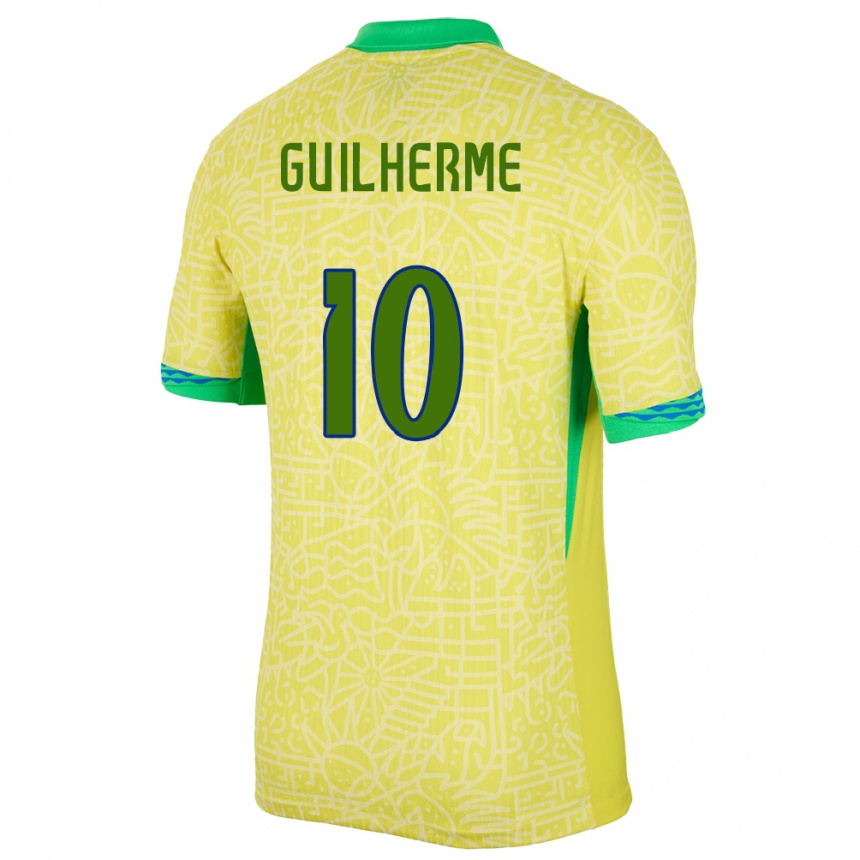 Kids Football Brazil Luis Guilherme #10 Yellow Home Jersey 24-26 T-Shirt Uk