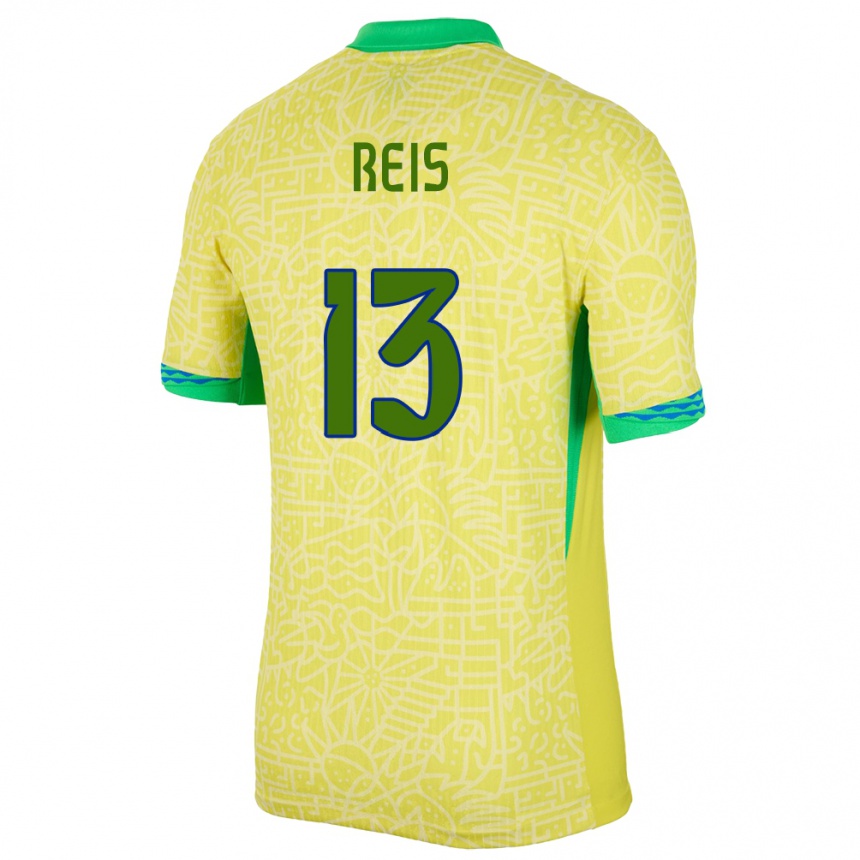 Kids Football Brazil Vitor Reis #13 Yellow Home Jersey 24-26 T-Shirt Uk