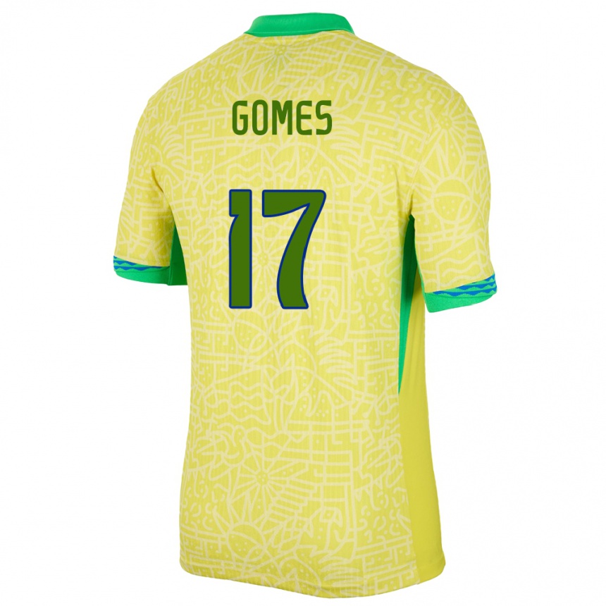 Kids Football Brazil William Gomes #17 Yellow Home Jersey 24-26 T-Shirt Uk