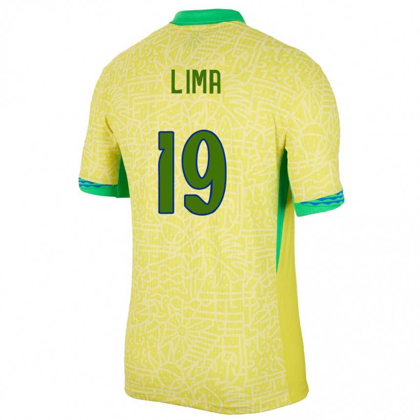 Kids Football Brazil Felipe Lima #19 Yellow Home Jersey 24-26 T-Shirt Uk