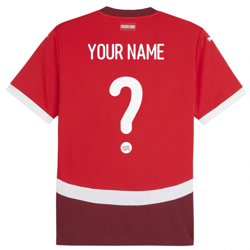 Kids Football Switzerland Your Name #0 Red Home Jersey 24-26 T-Shirt Uk