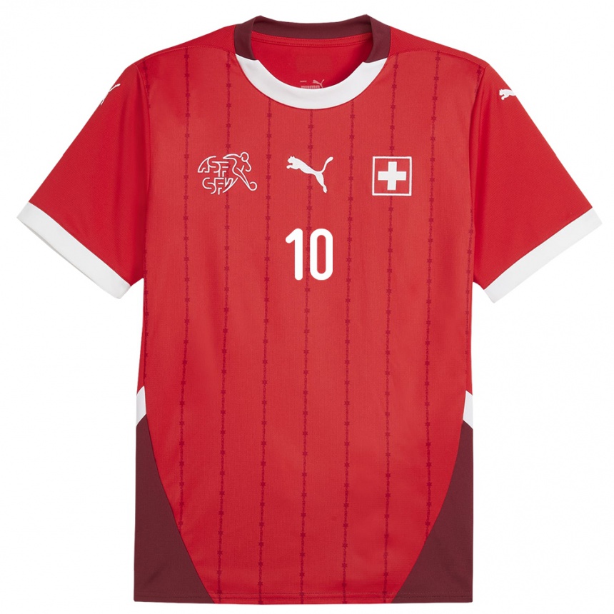 Kids Football Switzerland Granit Xhaka #10 Red Home Jersey 24-26 T-Shirt Uk