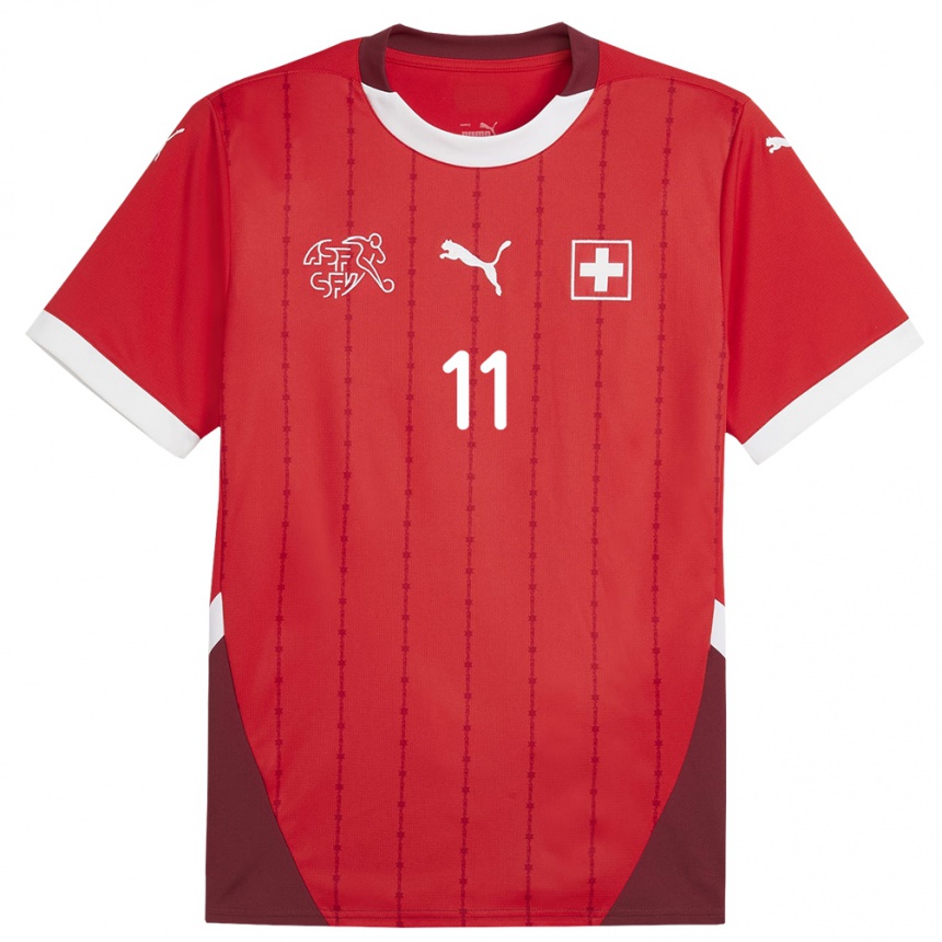 Kids Football Switzerland Renato Steffen #11 Red Home Jersey 24-26 T-Shirt Uk