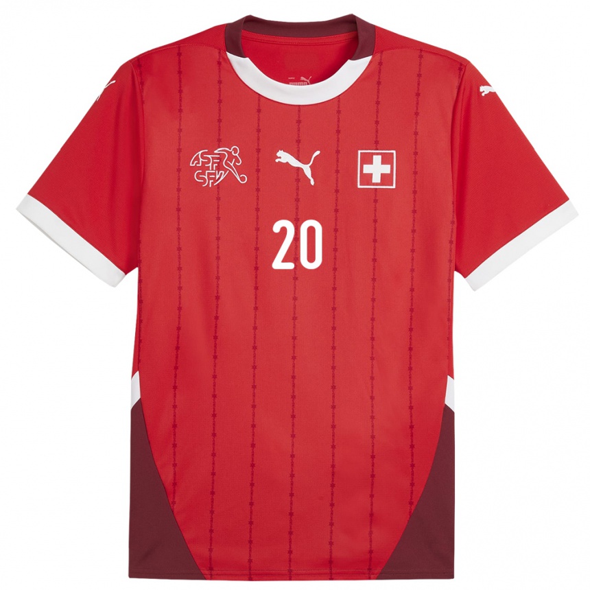 Kids Football Switzerland Michel Aebischer #20 Red Home Jersey 24-26 T-Shirt Uk