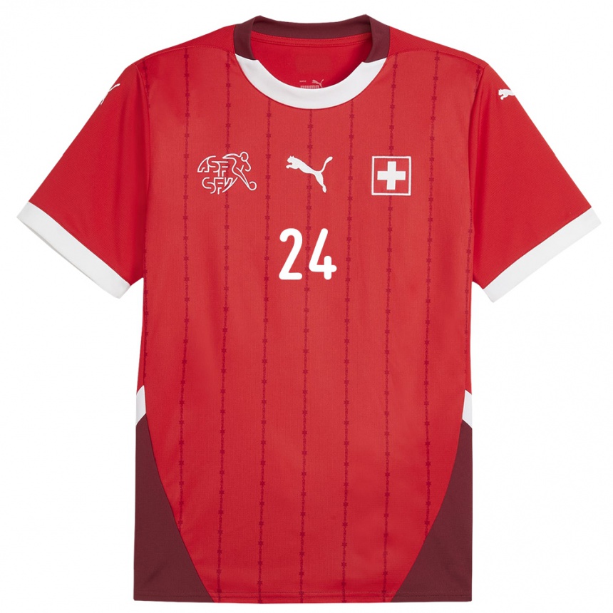 Kids Football Switzerland Becir Omeragic #24 Red Home Jersey 24-26 T-Shirt Uk