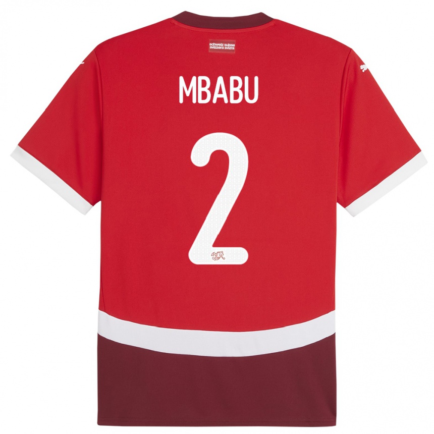 Kids Football Switzerland Kevin Mbabu #2 Red Home Jersey 24-26 T-Shirt Uk