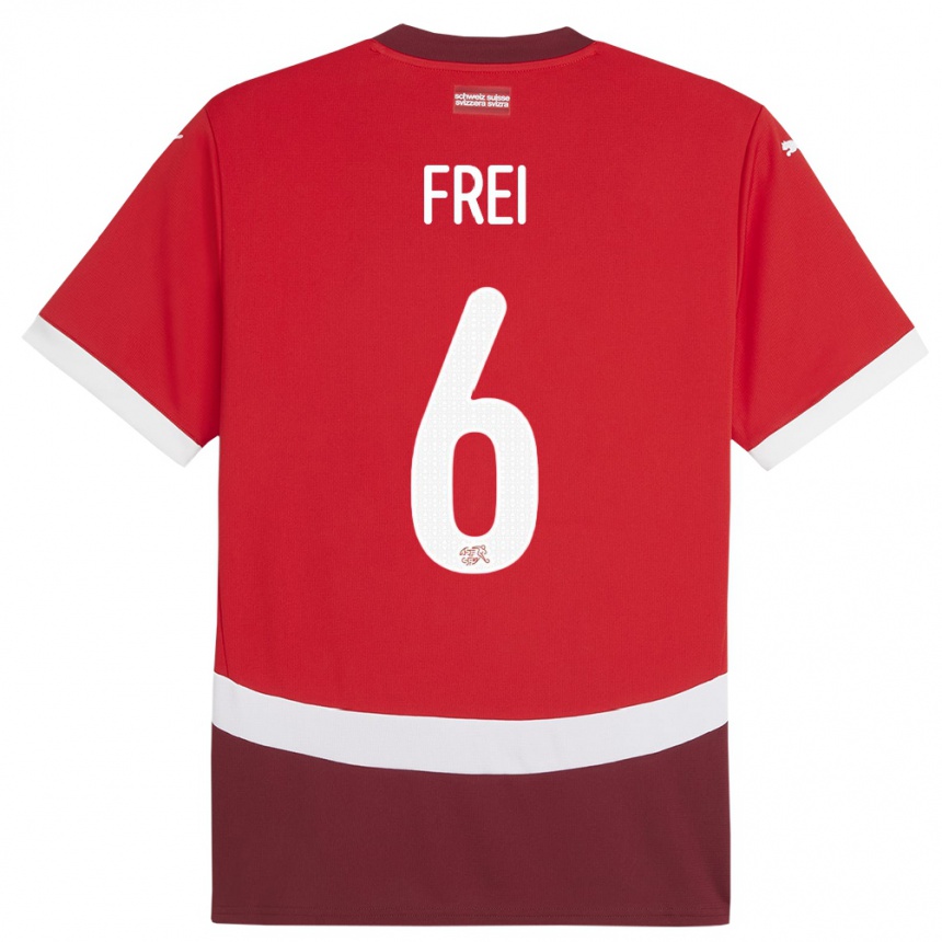 Kids Football Switzerland Fabian Frei #6 Red Home Jersey 24-26 T-Shirt Uk