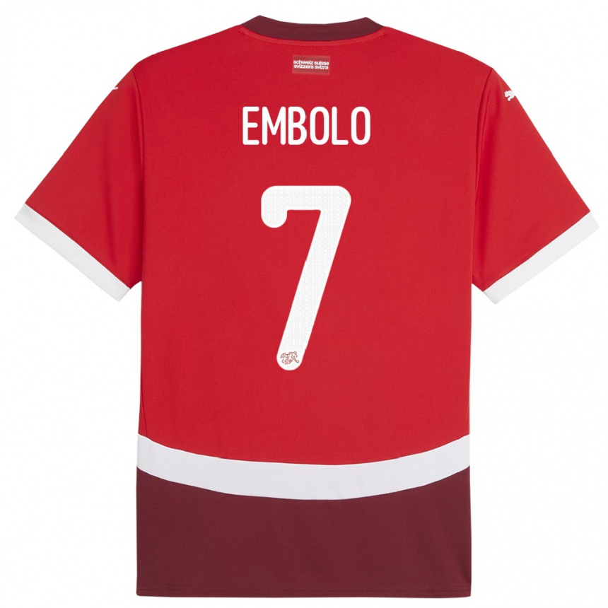 Kids Football Switzerland Breel Embolo #7 Red Home Jersey 24-26 T-Shirt Uk