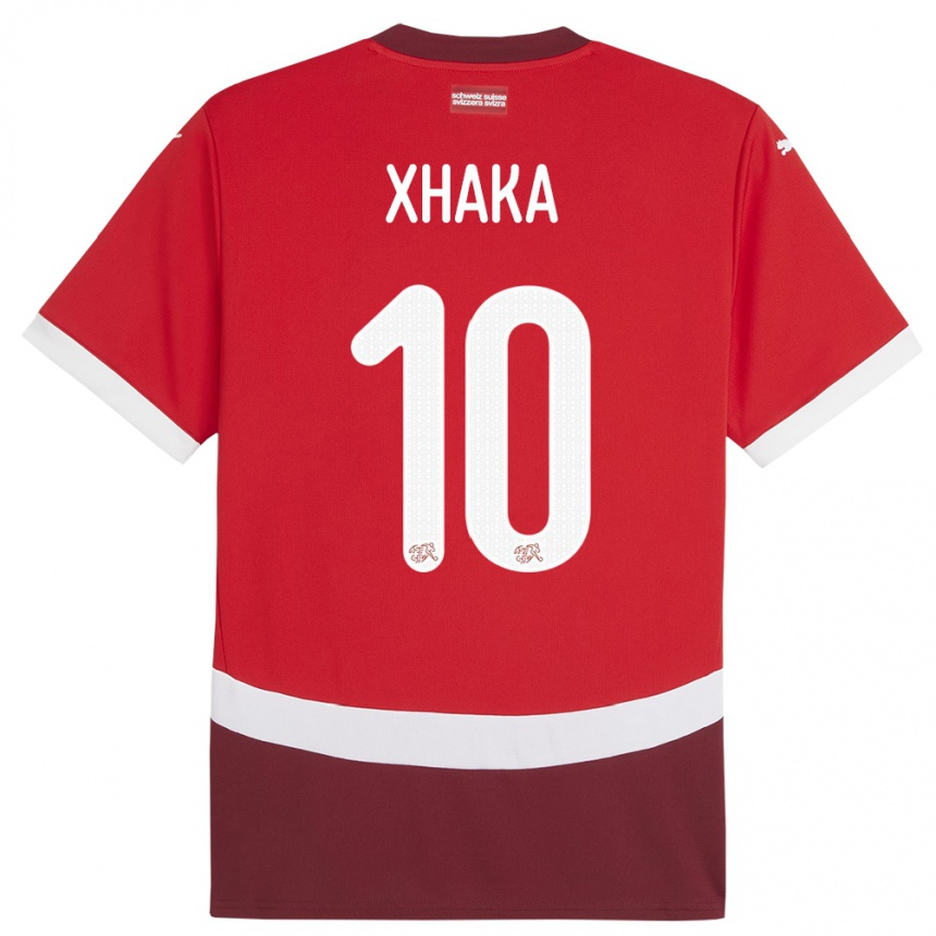 Kids Football Switzerland Granit Xhaka #10 Red Home Jersey 24-26 T-Shirt Uk