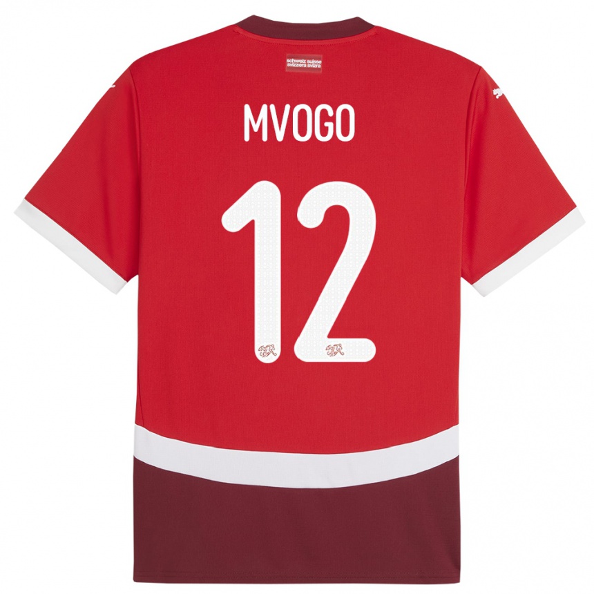 Kids Football Switzerland Yvon Mvogo #12 Red Home Jersey 24-26 T-Shirt Uk