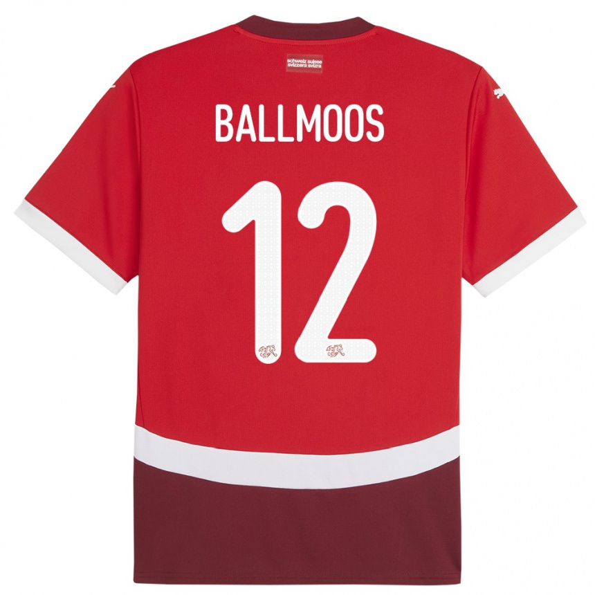 Kids Football Switzerland David Von Ballmoos #12 Red Home Jersey 24-26 T-Shirt Uk