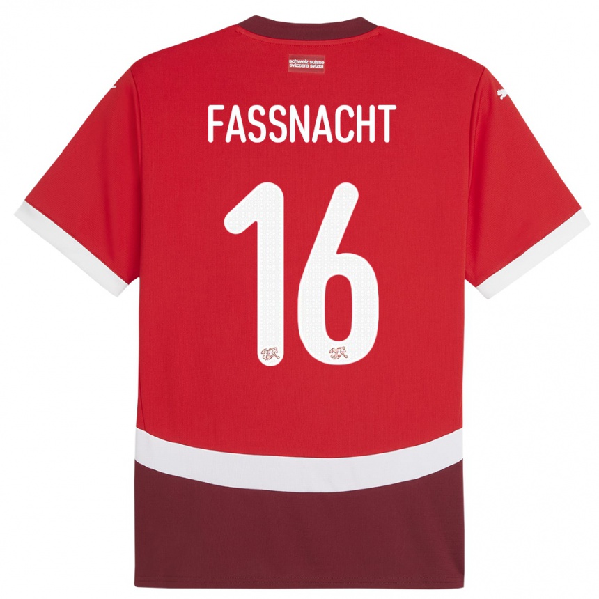 Kids Football Switzerland Christian Fassnacht #16 Red Home Jersey 24-26 T-Shirt Uk