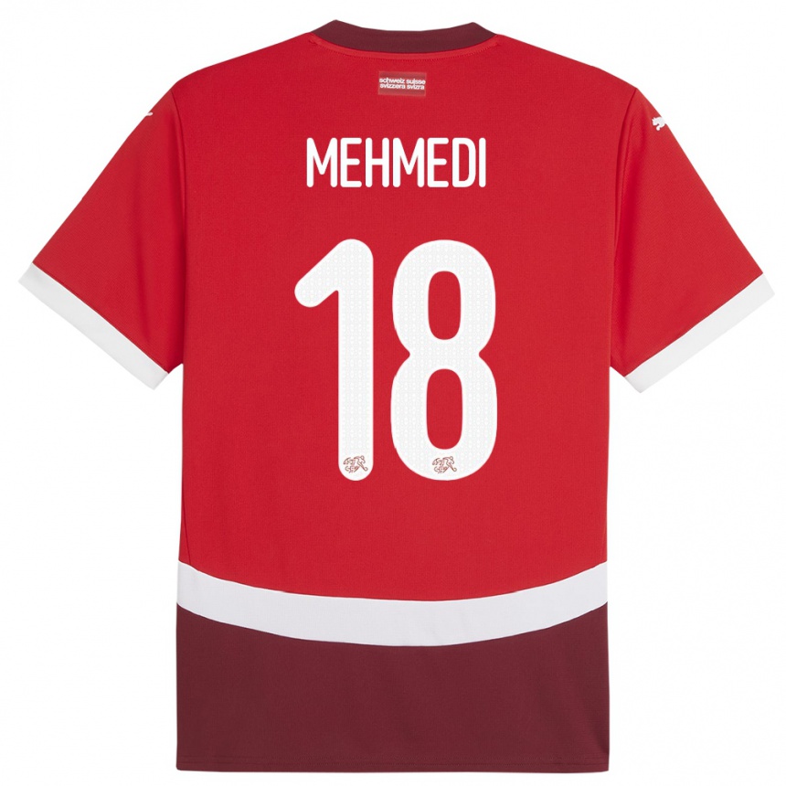 Kids Football Switzerland Admir Mehmedi #18 Red Home Jersey 24-26 T-Shirt Uk