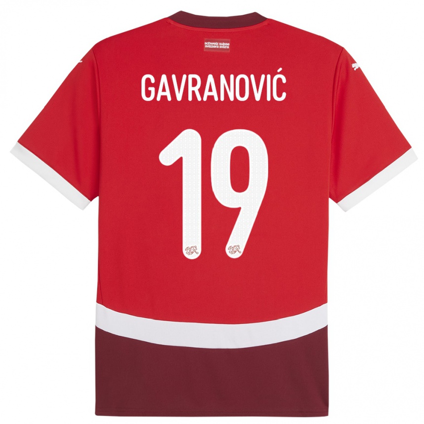 Kids Football Switzerland Mario Gavranovic #19 Red Home Jersey 24-26 T-Shirt Uk