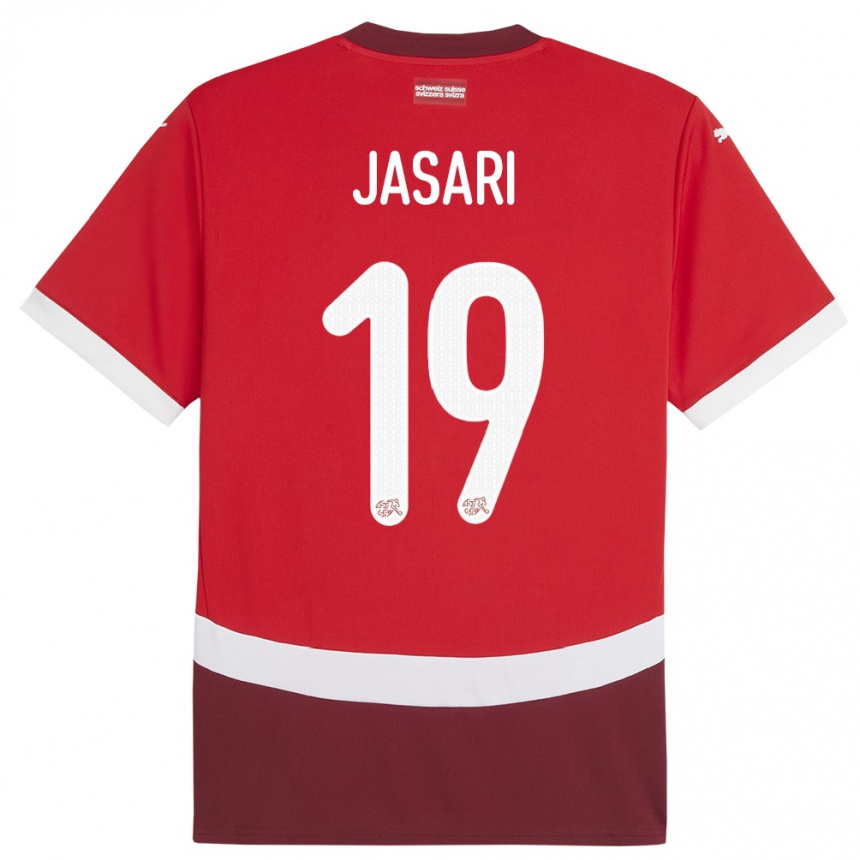 Kids Football Switzerland Ardon Jasari #19 Red Home Jersey 24-26 T-Shirt Uk