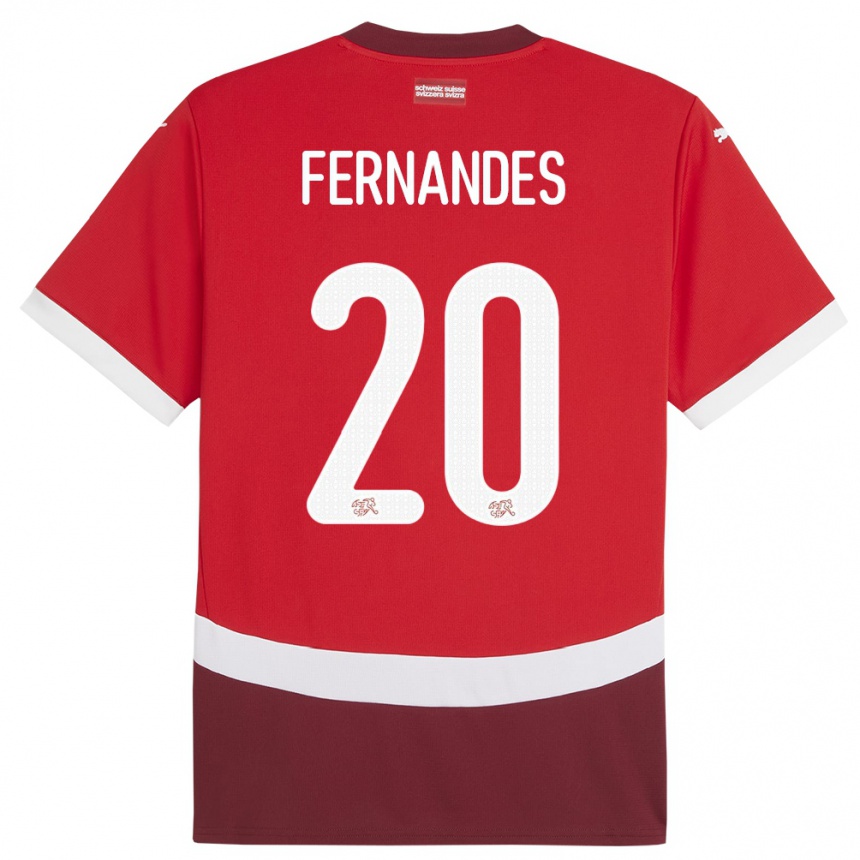 Kids Football Switzerland Edimilson Fernandes #20 Red Home Jersey 24-26 T-Shirt Uk