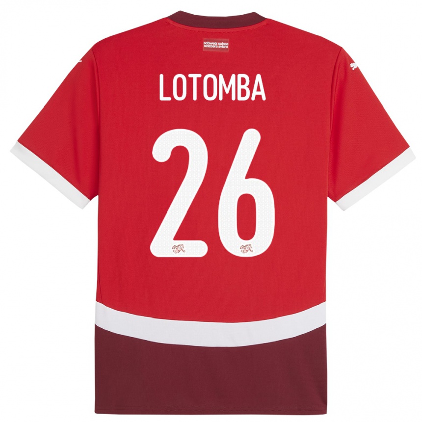 Kids Football Switzerland Jordan Lotomba #26 Red Home Jersey 24-26 T-Shirt Uk