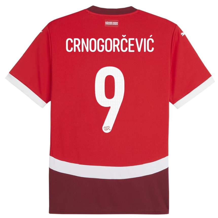 Kids Football Switzerland Ana Maria Crnogorcevic #9 Red Home Jersey 24-26 T-Shirt Uk