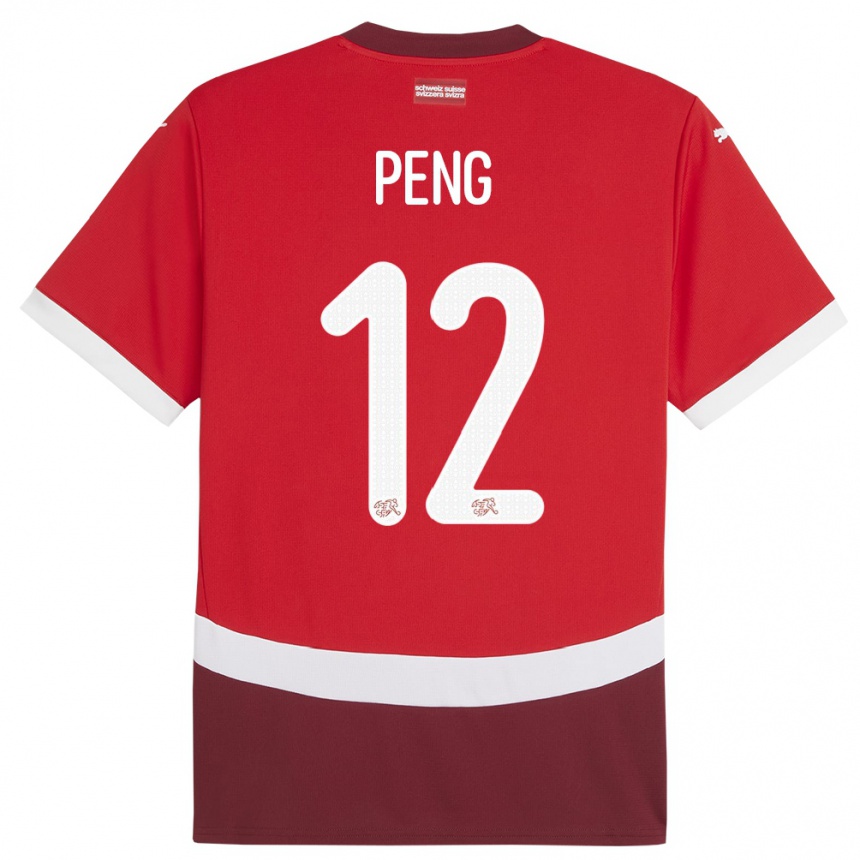 Kids Football Switzerland Livia Peng #12 Red Home Jersey 24-26 T-Shirt Uk