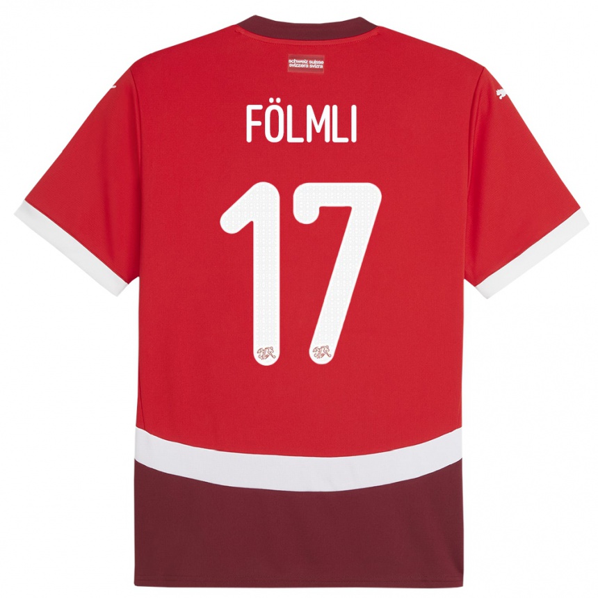 Kids Football Switzerland Svenja Folmli #17 Red Home Jersey 24-26 T-Shirt Uk