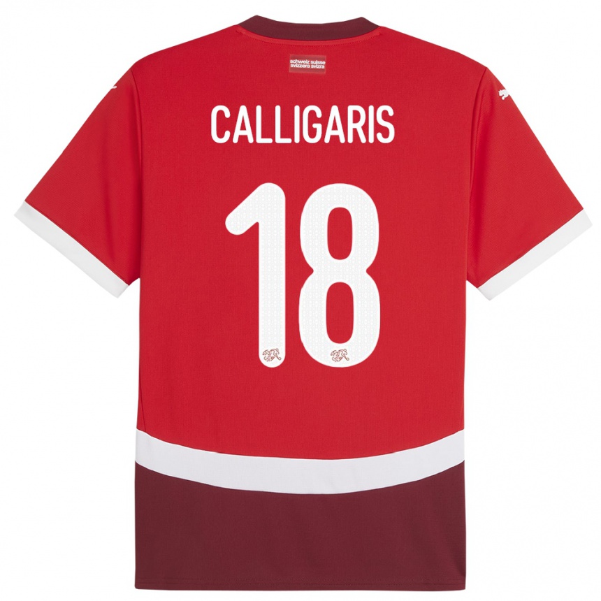 Kids Football Switzerland Viola Calligaris #18 Red Home Jersey 24-26 T-Shirt Uk