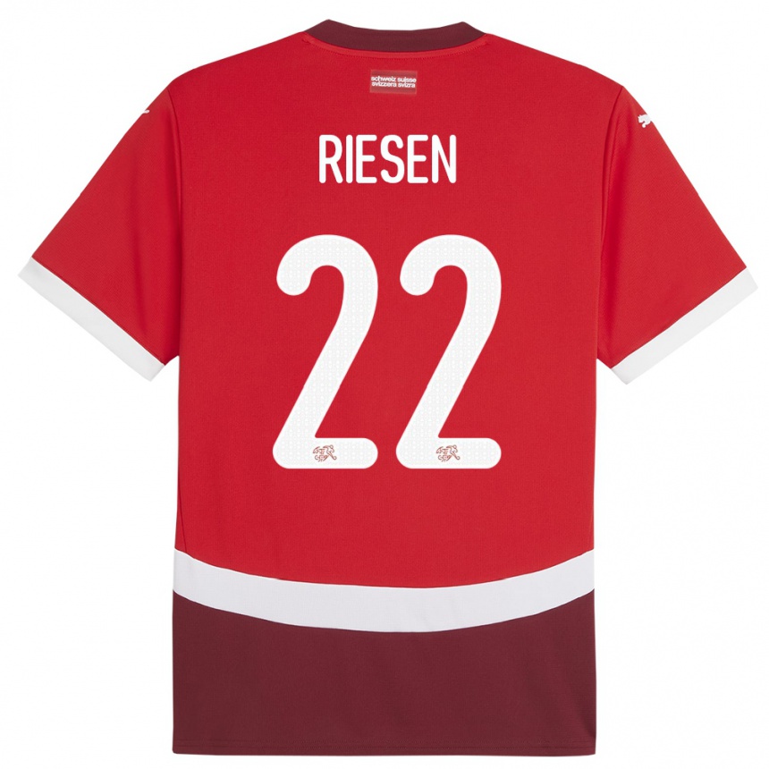 Kids Football Switzerland Nadine Riesen #22 Red Home Jersey 24-26 T-Shirt Uk