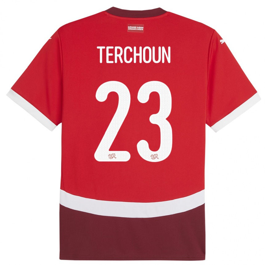 Kids Football Switzerland Meriame Terchoun #23 Red Home Jersey 24-26 T-Shirt Uk