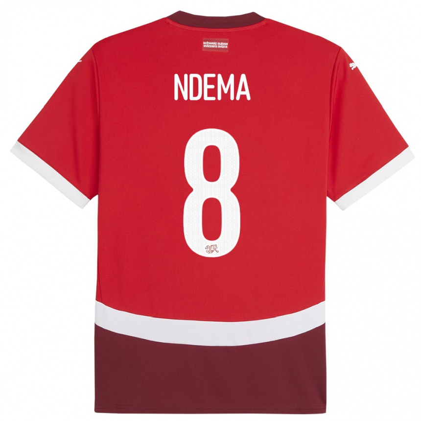 Kids Football Switzerland Lois Ndema #8 Red Home Jersey 24-26 T-Shirt Uk