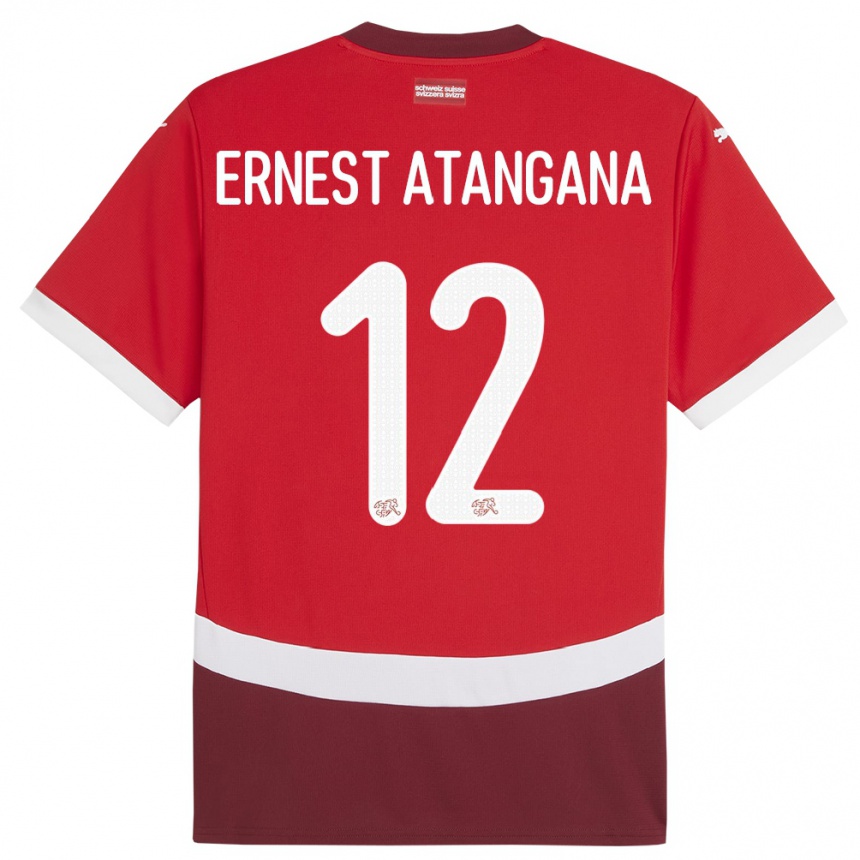 Kids Football Switzerland Brian Ernest Atangana #12 Red Home Jersey 24-26 T-Shirt Uk